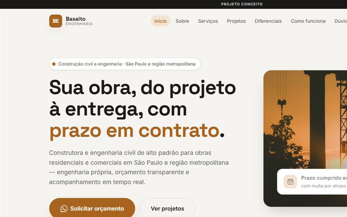 Conceito de site para Engenharia