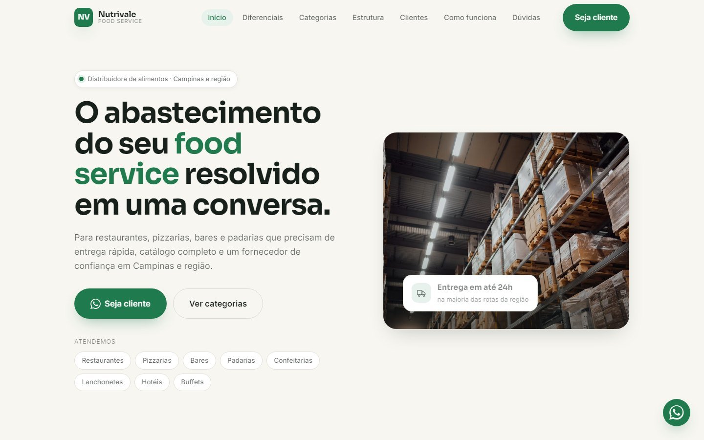 Print do conceito de site Food Distribution 2026