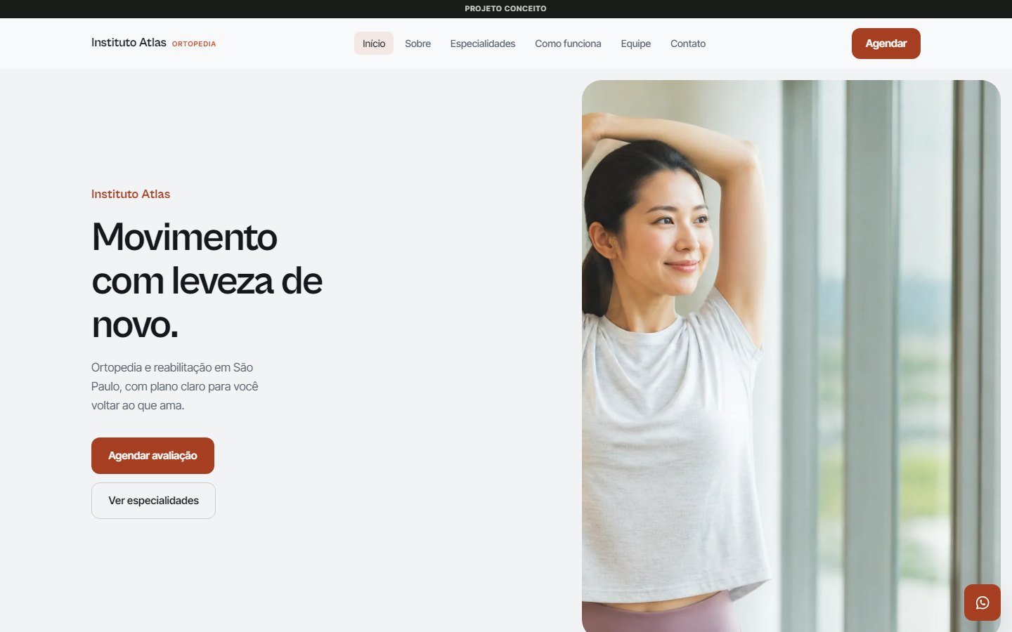 Print do conceito de site Instituto Atlas