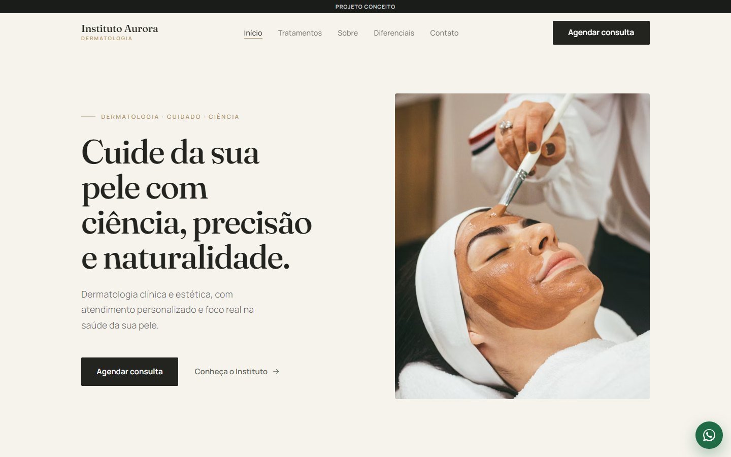 Print do conceito de site Instituto Aurora Dermatologia