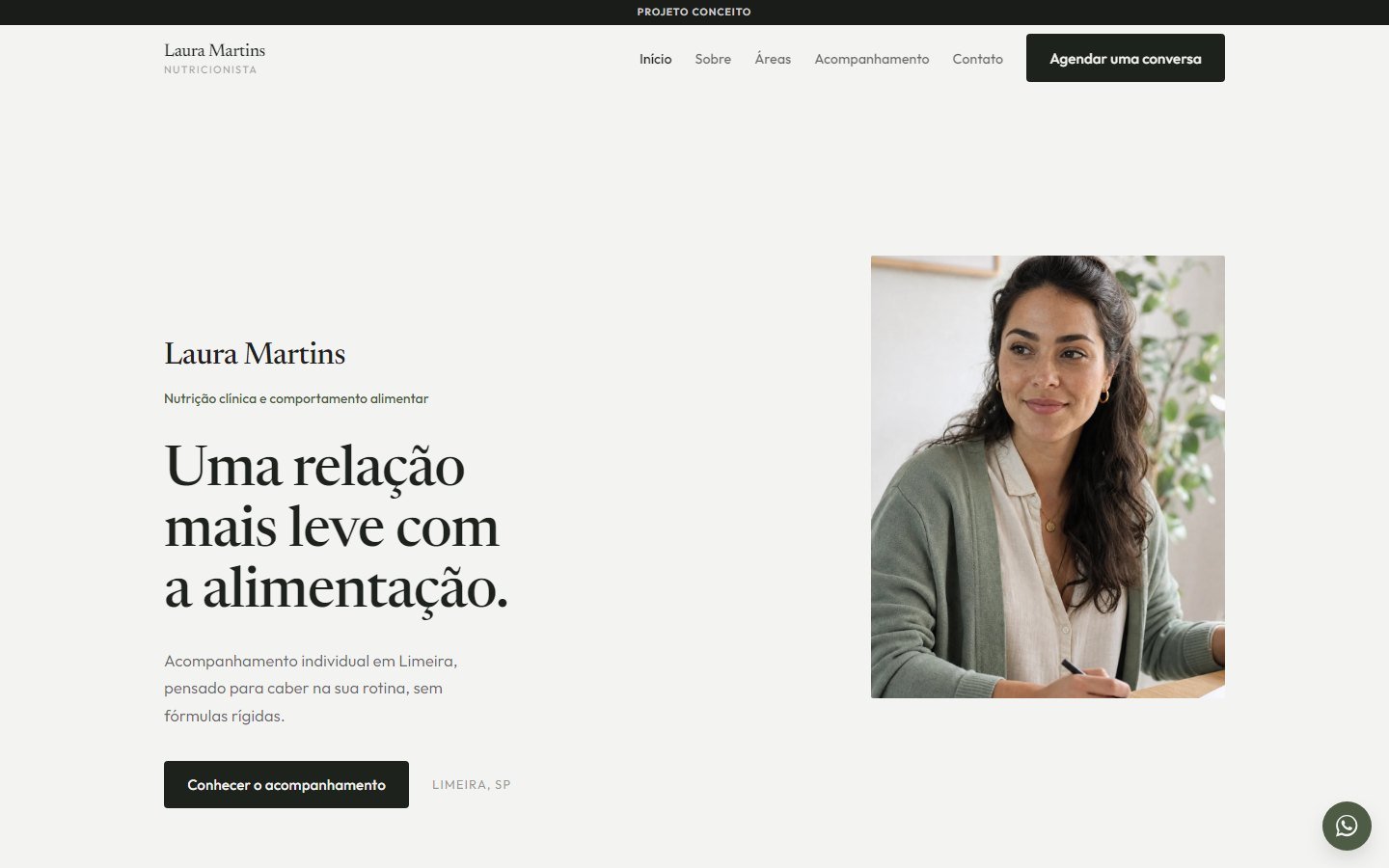 Print do conceito de site Laura Martins